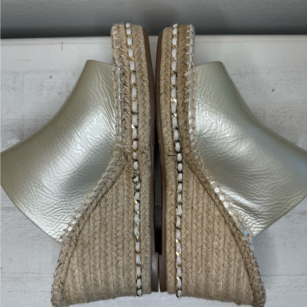 KARL LAGERFELD Paris Carina Slip On Open Toe Wedge Sandals Women’s 9.5 LIKE NEW - Picture 7 of 10